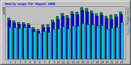 Hourly usage for August 2008