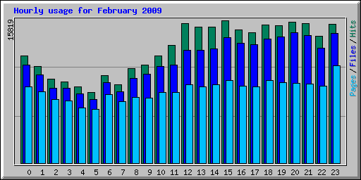 Hourly usage for February 2009