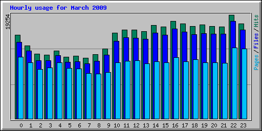 Hourly usage for March 2009